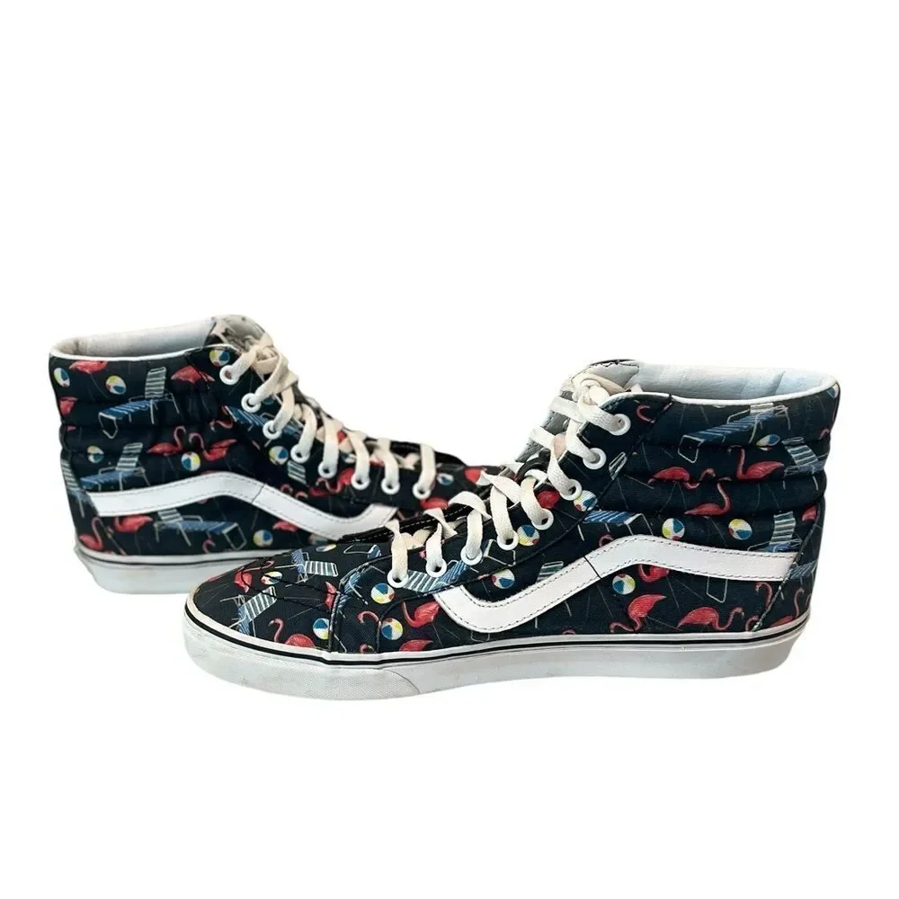 Vans Sk8-Hi Flamingo Print High Top Sneakers Casual Streetwear Skate Shoes Sz 12